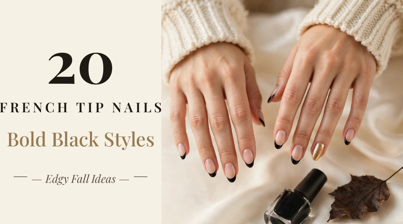 20 Black French Tip Nails - Bold Black Designs