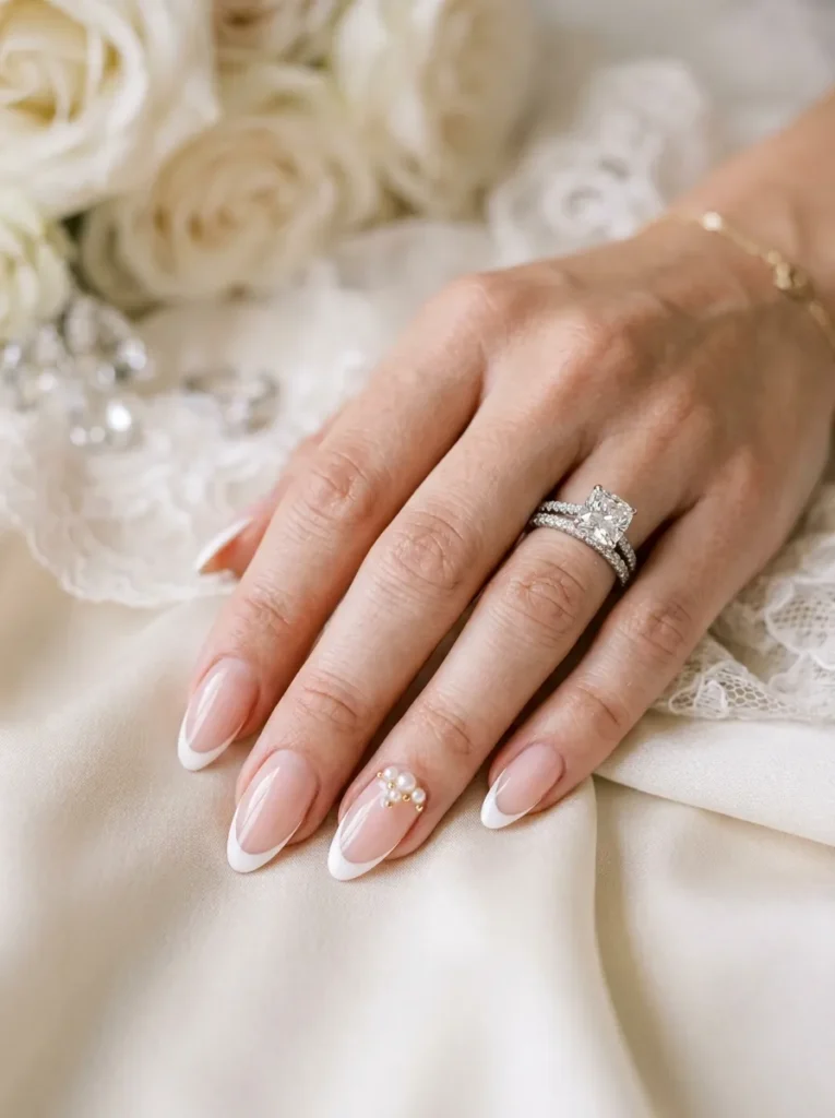 White French Tips With a Chrome Finish