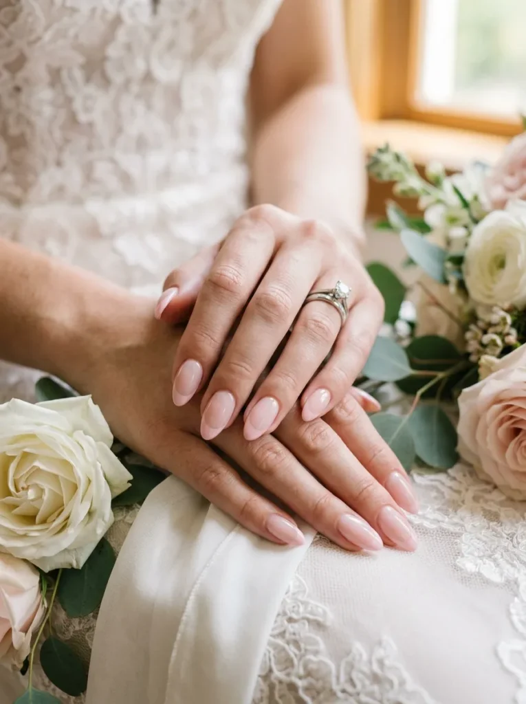 Pink French Tip Bridal Nails