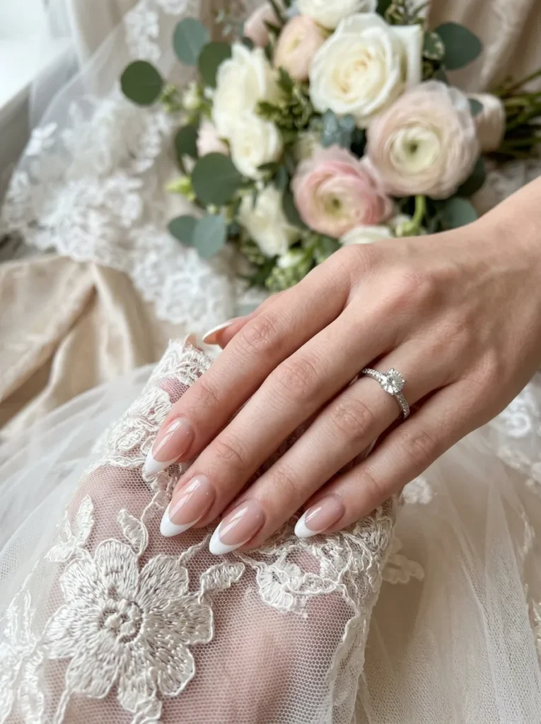 Chrome French Tip Wedding Nails