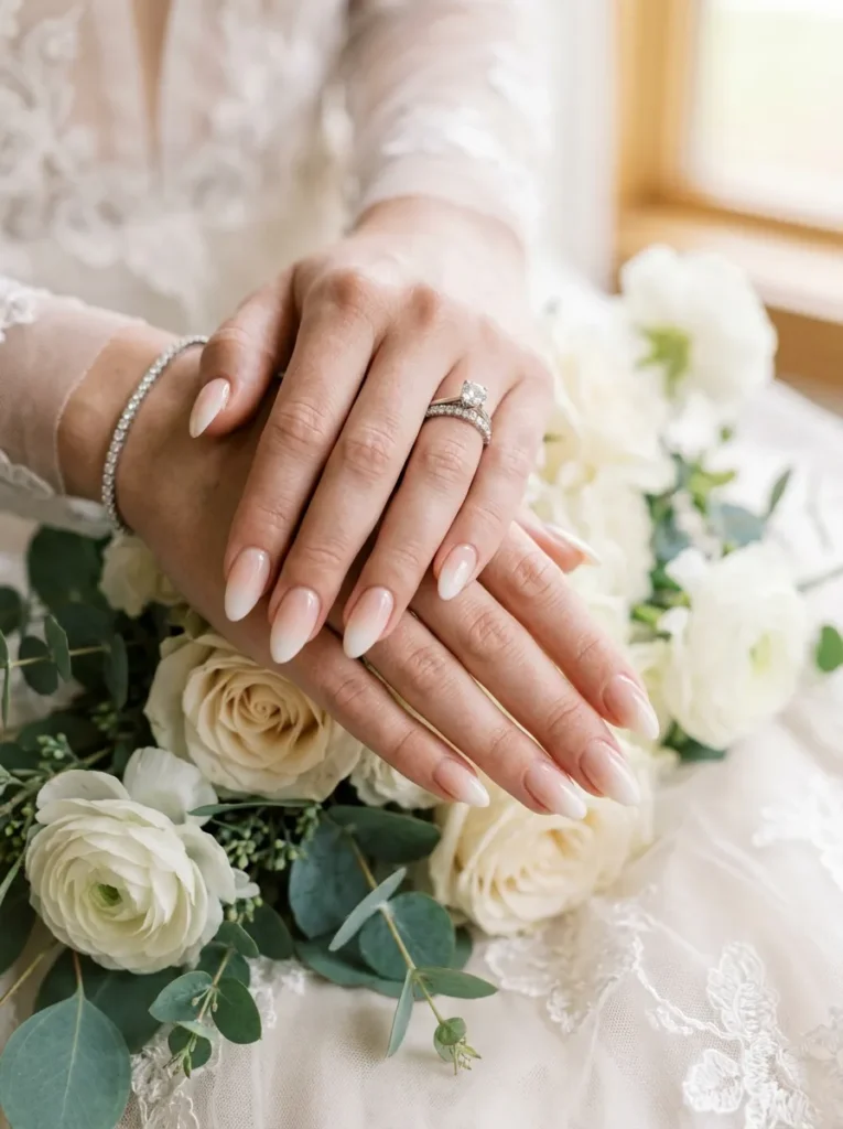 Glazed French Tip Wedding Nails