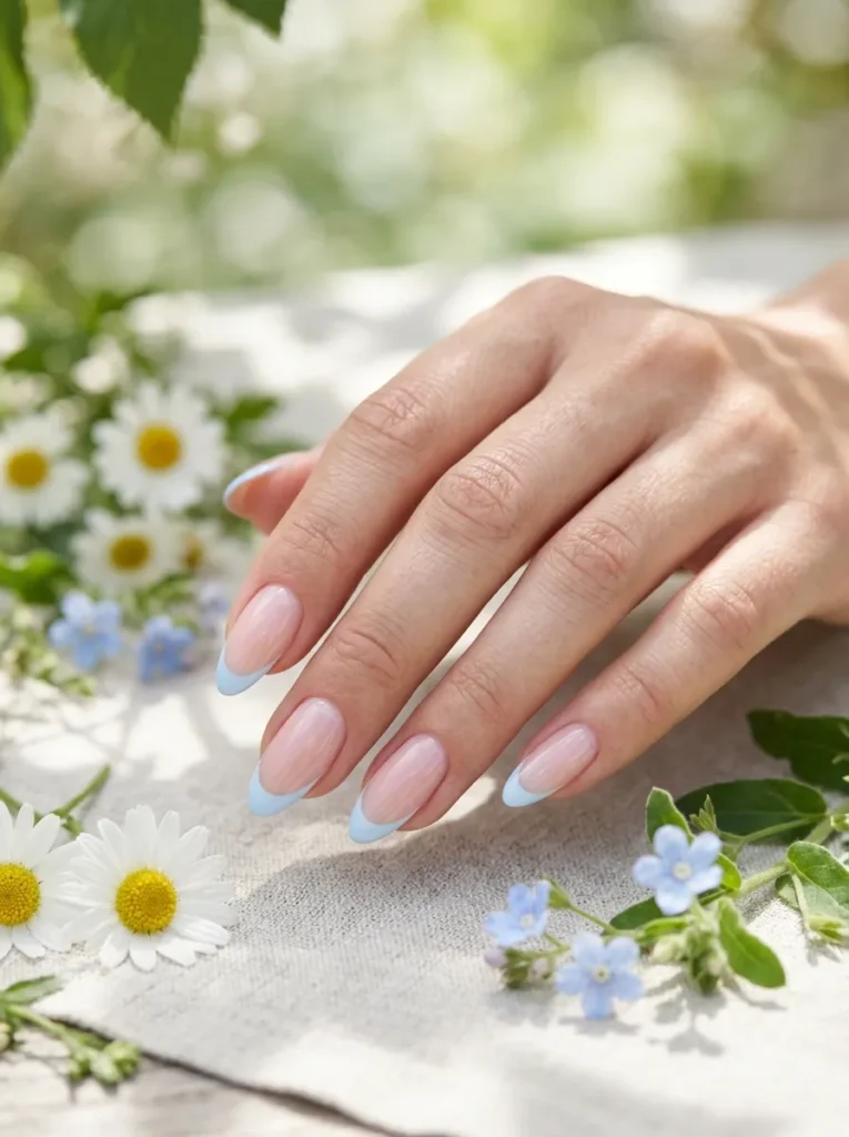 Baby Blue French Tip Nails