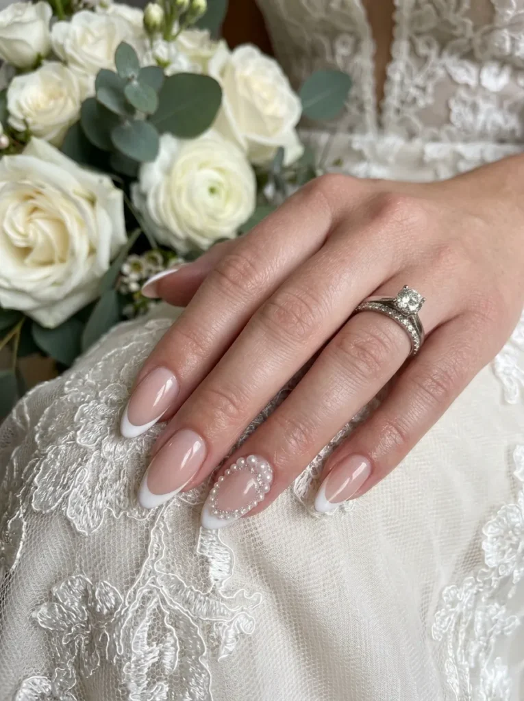 Pearl French Tip Nails