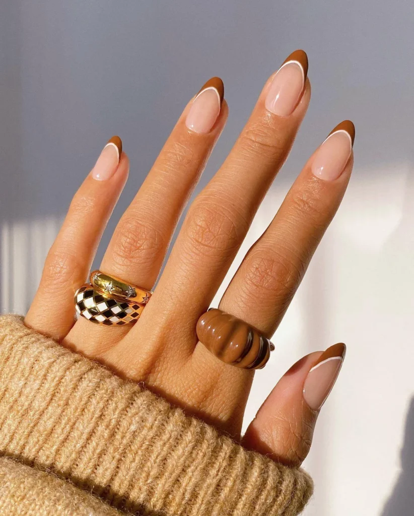 Caramel French Tip Nails