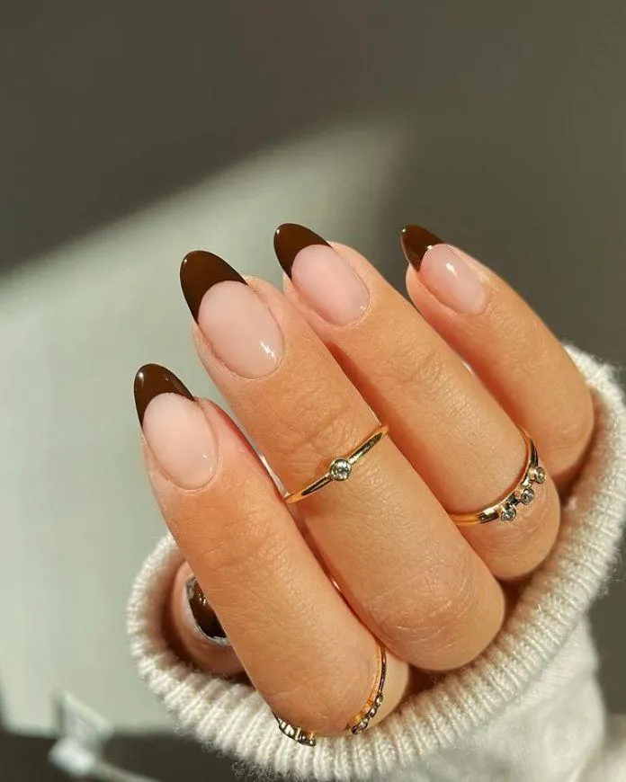Chocolate Brown French Tips