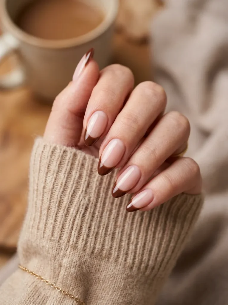 Chocolate Brown French Tips