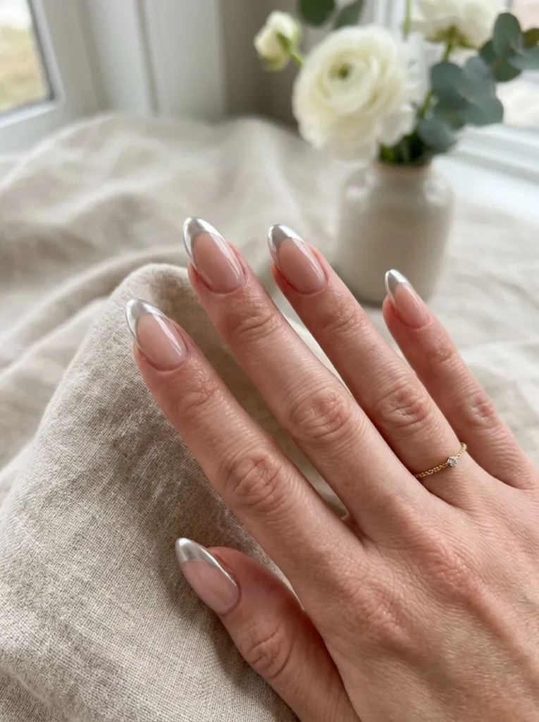 Chrome French Tip Nails