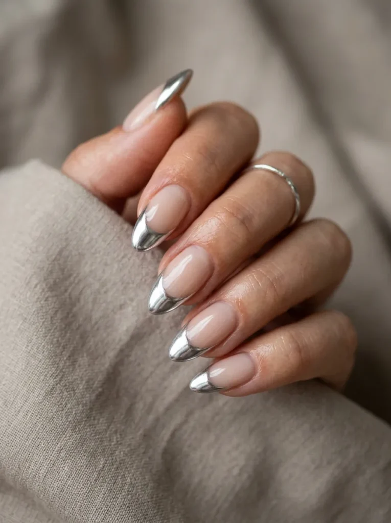 Chrome French Tip Nails