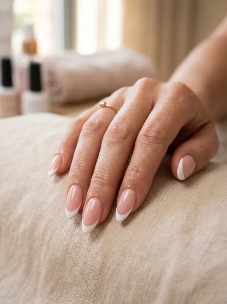 Classic White Almond French Tips
