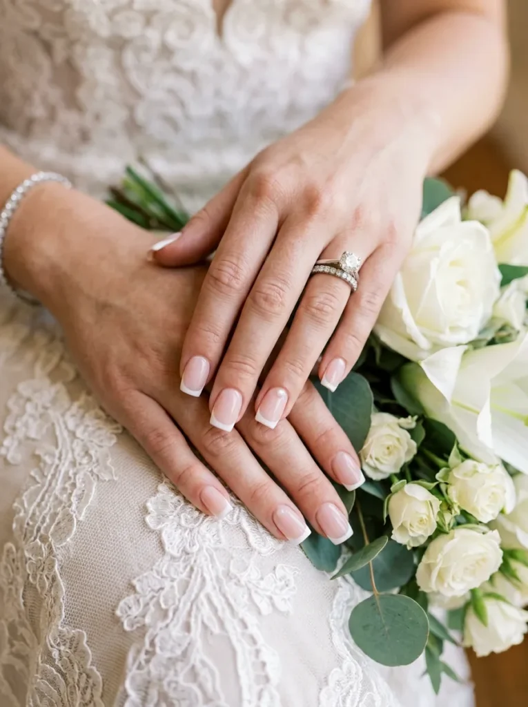 Classic White French Tip Wedding Nails