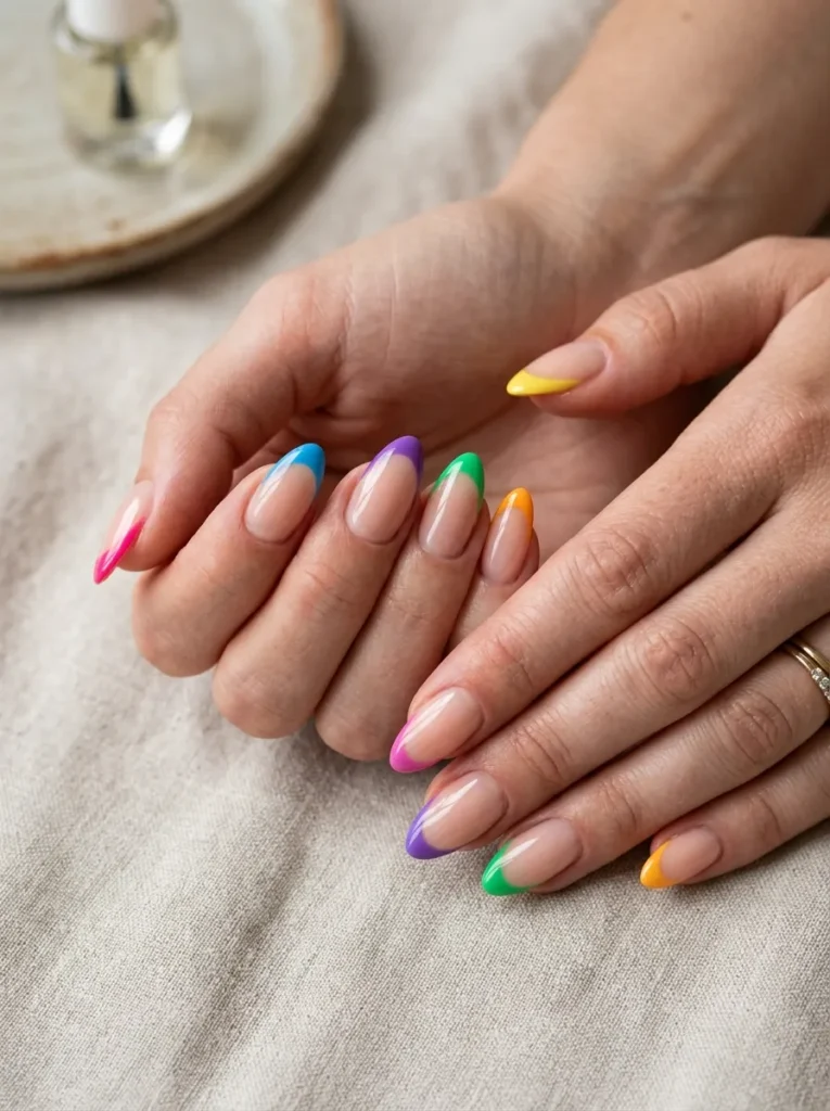 Colorful French Tip Nails