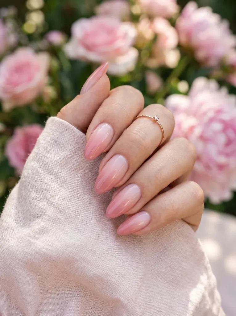 Coral French Tips With a Soft Pink Base