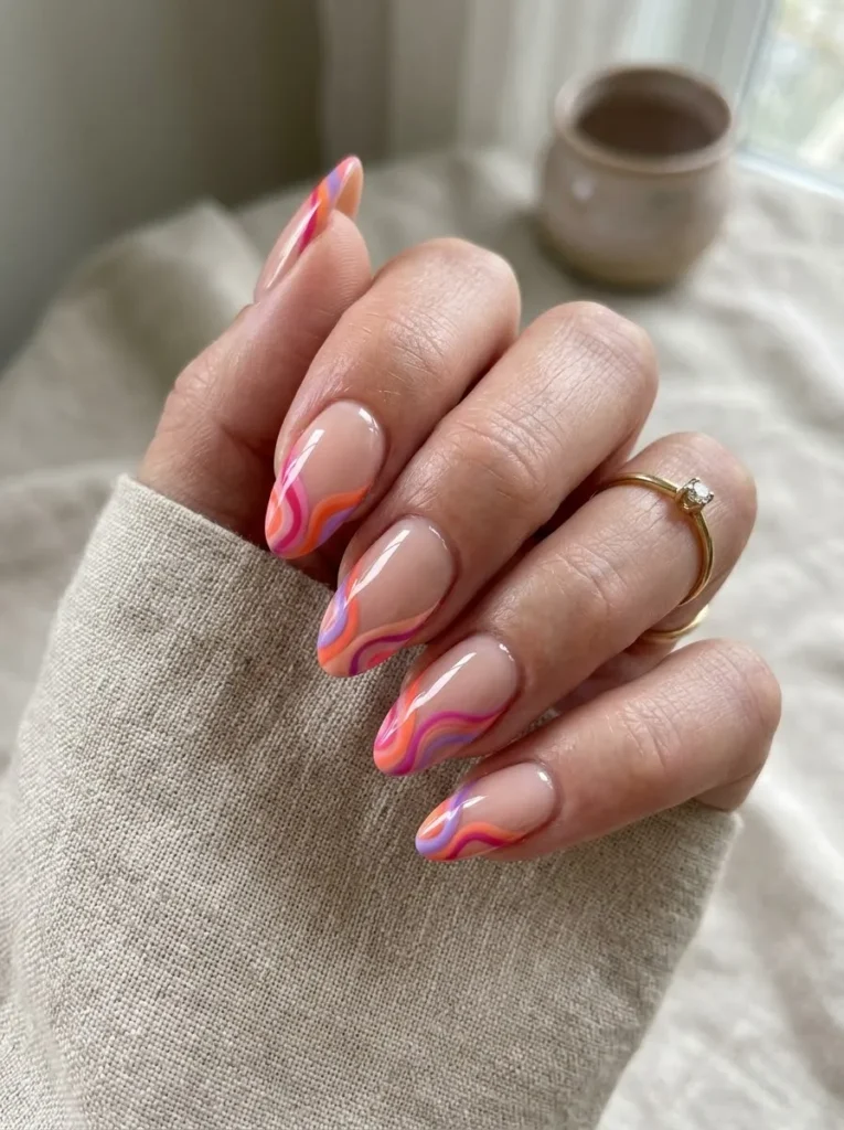 French Tip Nails With Negative Space