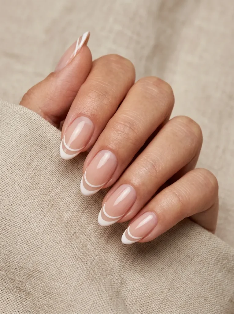 Double-Line White French Tips