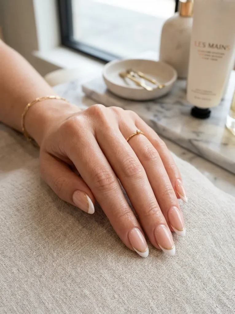 Double French Tip Almond Nails