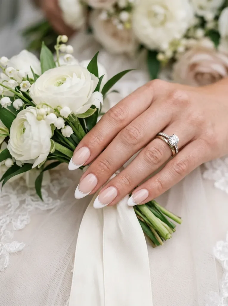 French Tip Nails With Gold Details