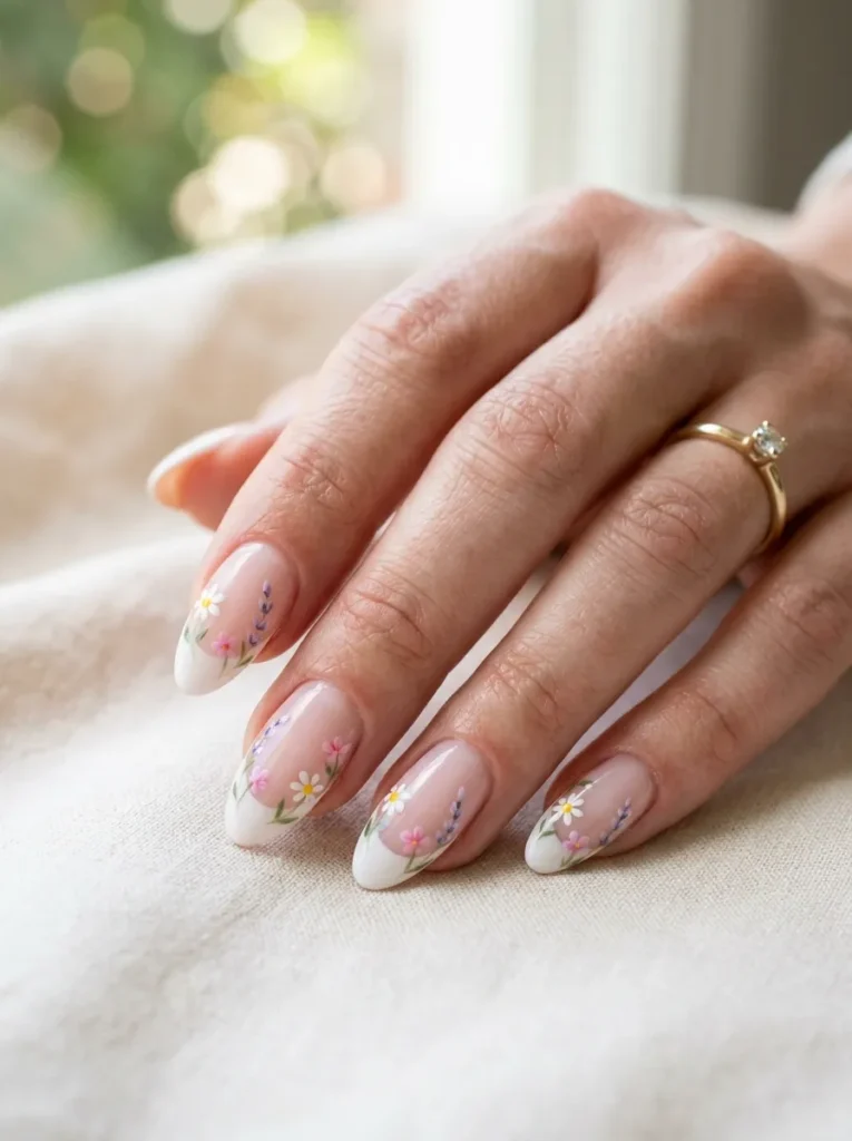Floral French Tip Nails