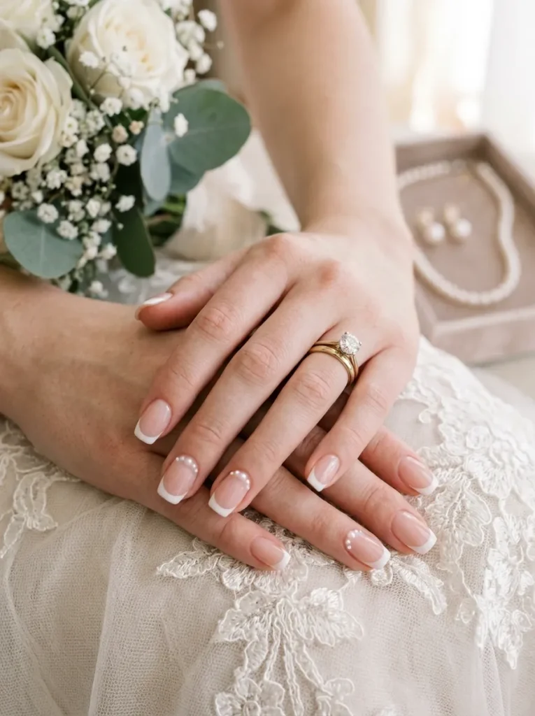 Short French Tip Wedding Nails