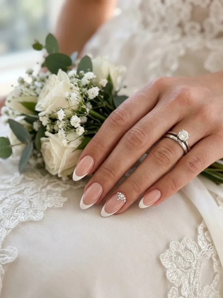 Square French Tip Wedding Nails