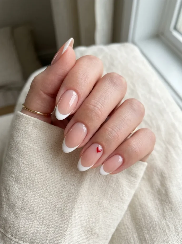French Tip With a Heart Accent