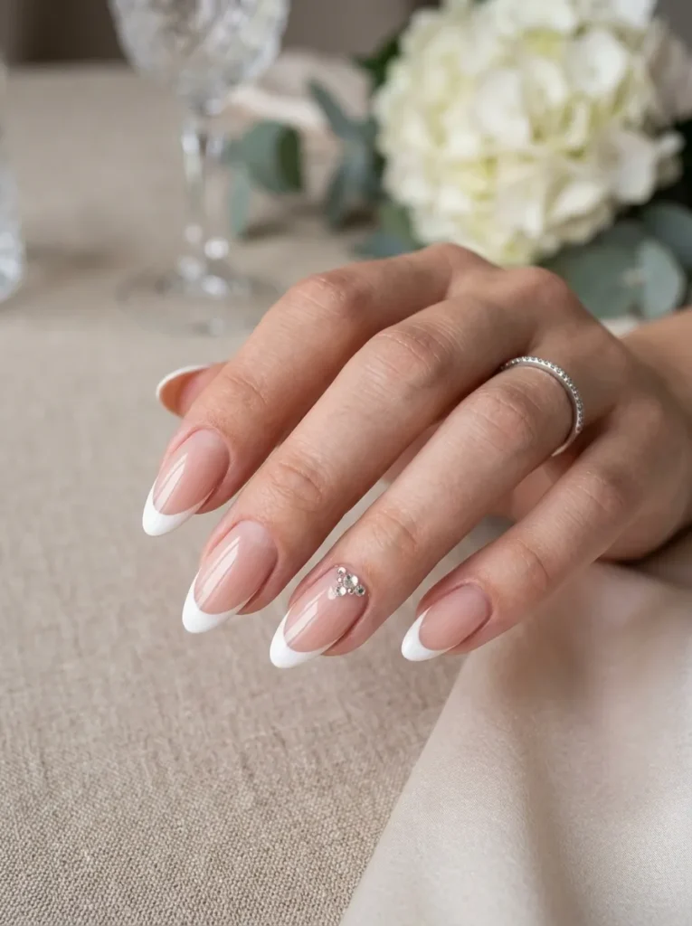 French Tips With Rhinestones