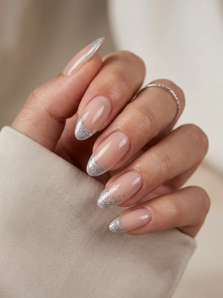Glitter French Tip Nails