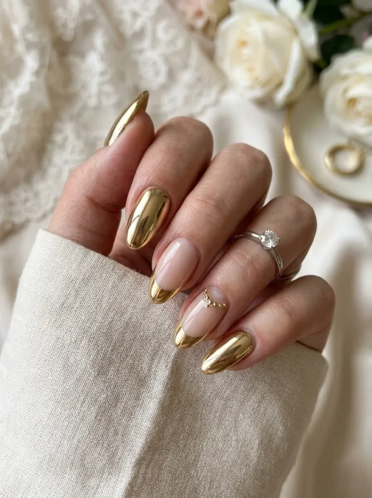 Metallic Gold French Tips