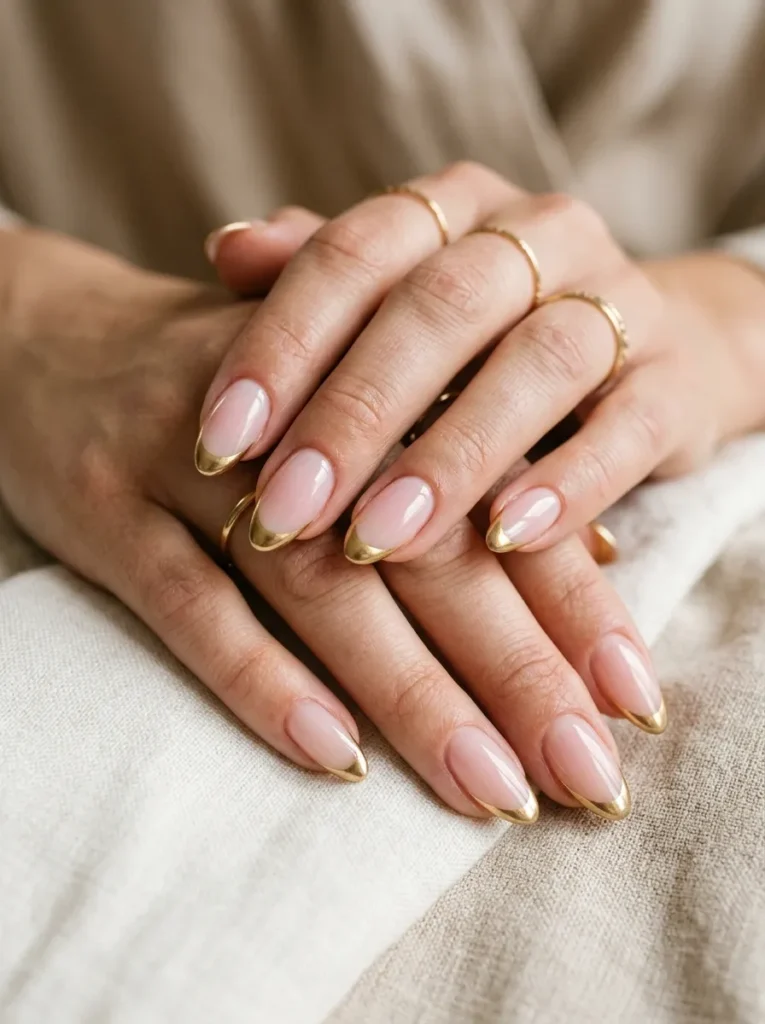 Gold French Tip Nails
