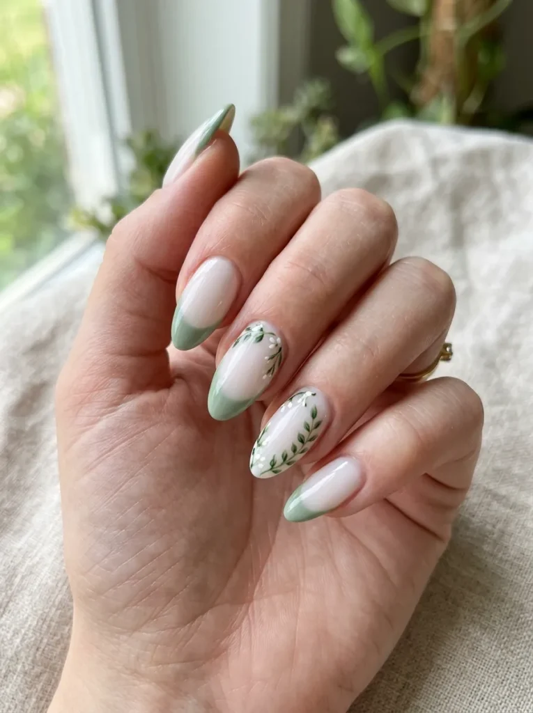 Green and White French Tips