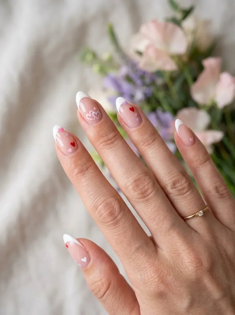 Heart French Tip Nails