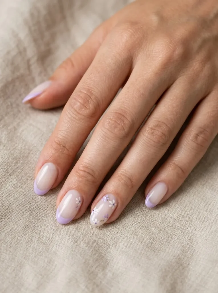 Purple French Tips With Rhinestones