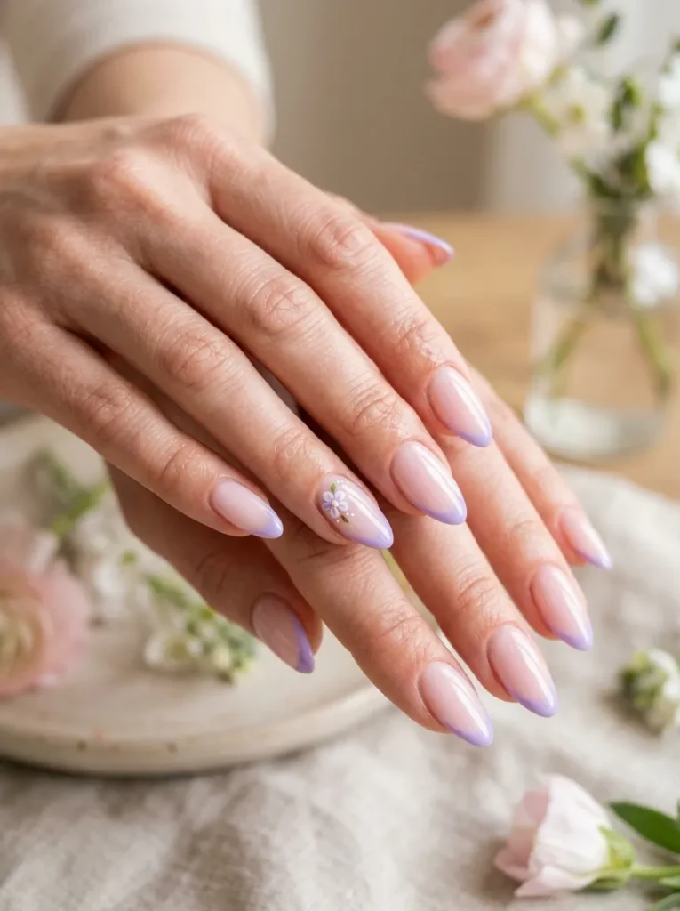 Lavender French Tip Nails