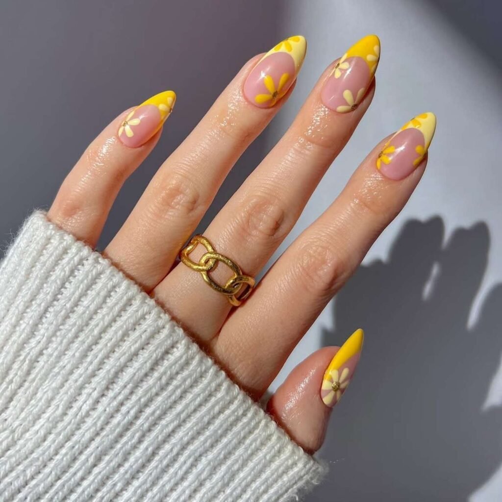 Lemon Yellow French Tips Nails