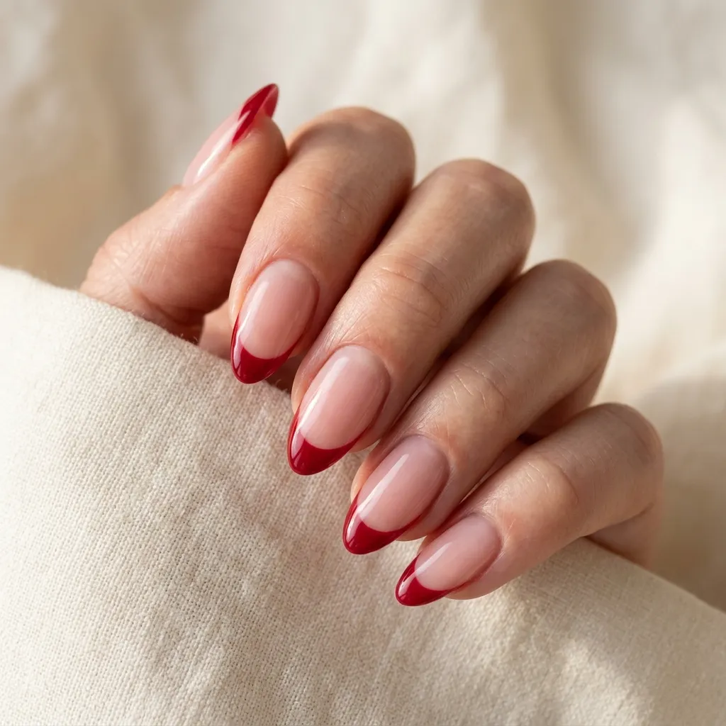 Red Chrome French Tip Nails