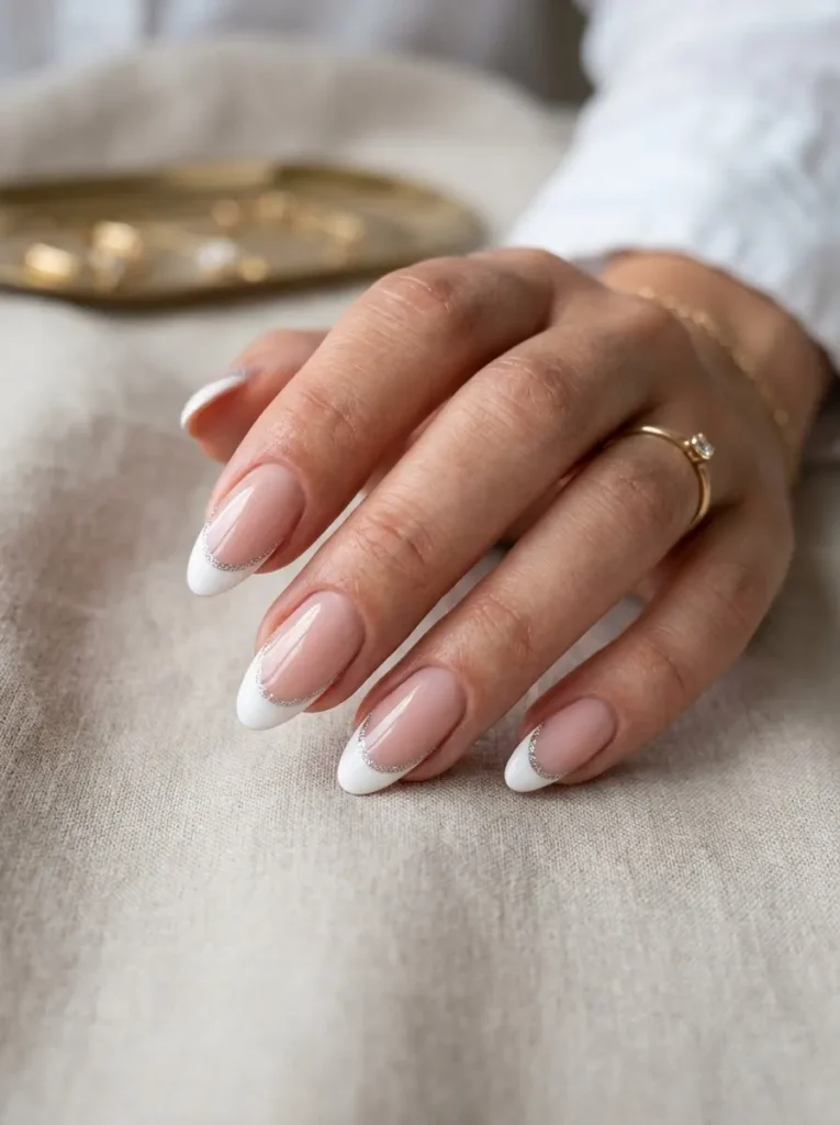 Glitter French Tip Nails