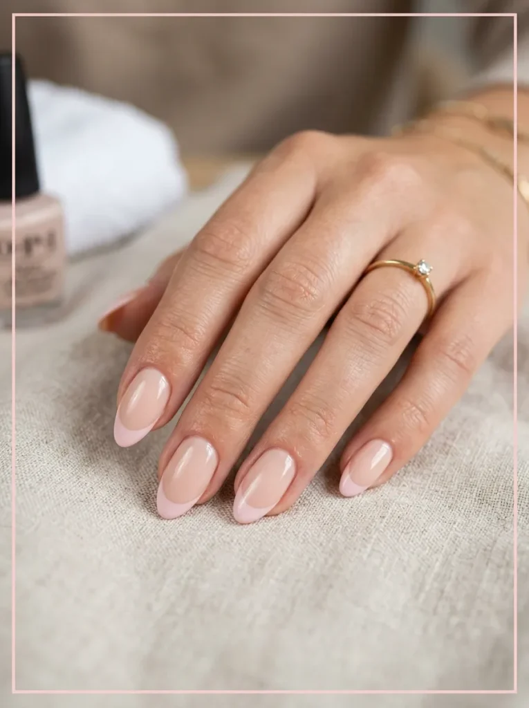 Milky Pink French Tips Nails