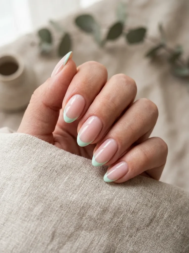 Mint Green French Tips