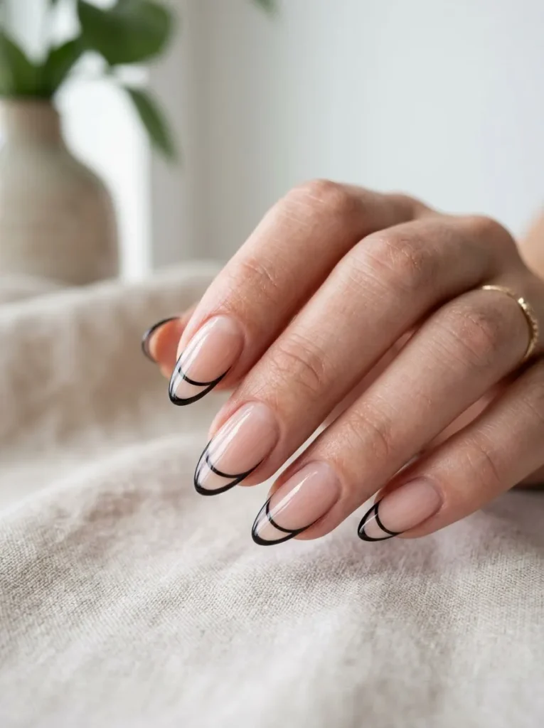 French Tip Nails With Swirls