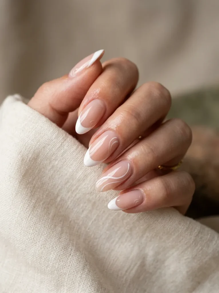 French Tip With a Modern Swirl