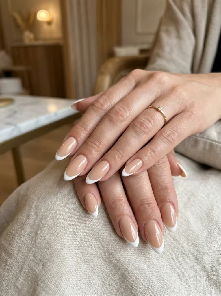 Nude Almond French Tips