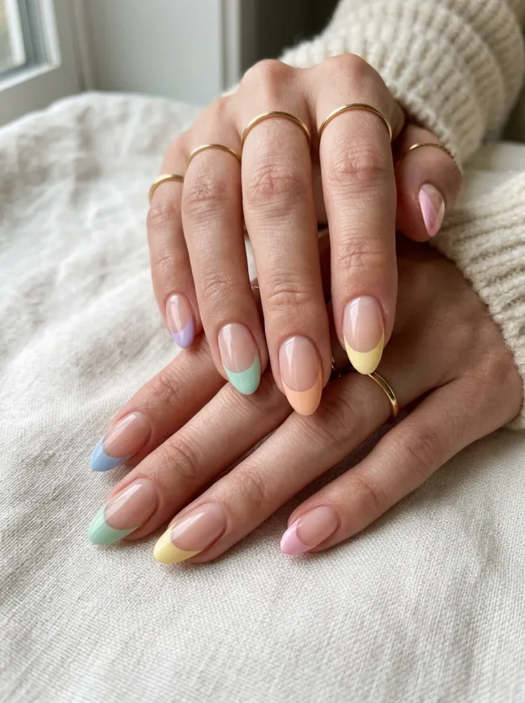 Pastel French Tip Nails