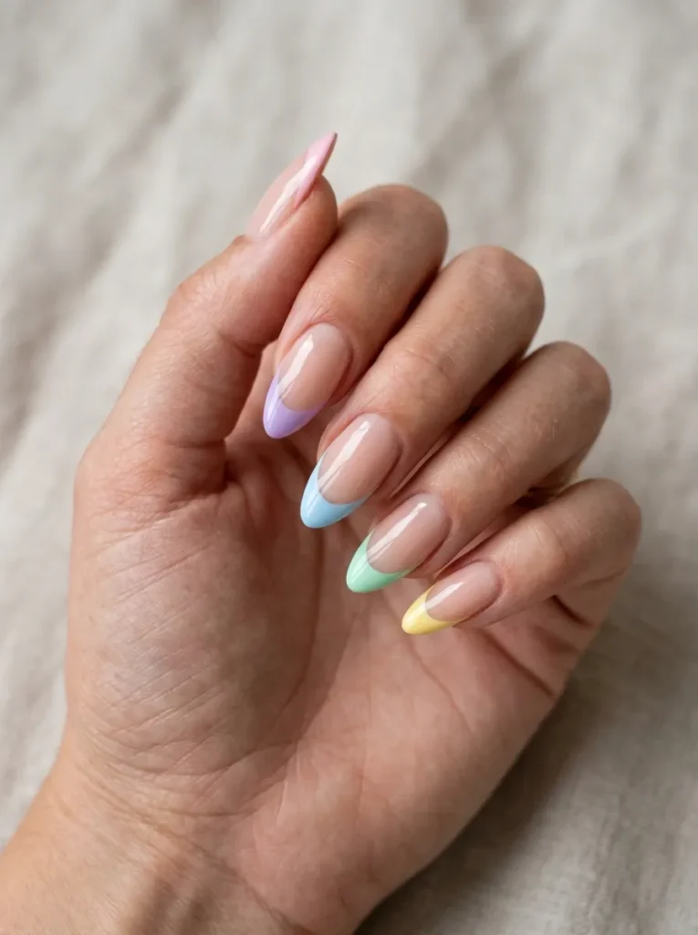 Pastel Rainbow French Tips