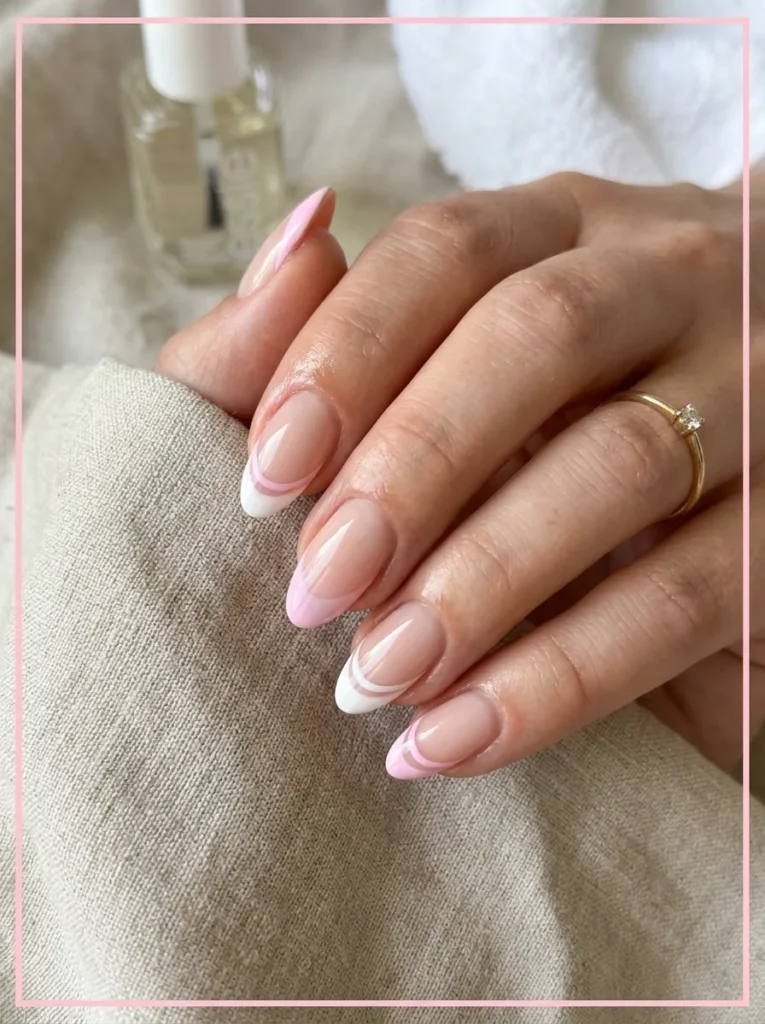 Pink and White French Tips Nails