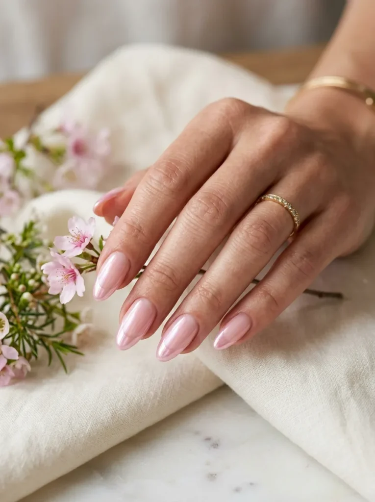 Pink Chrome French Tips