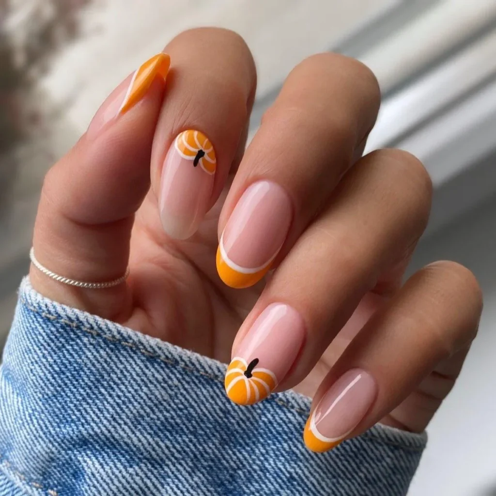 Pumpkin Orange French Tips