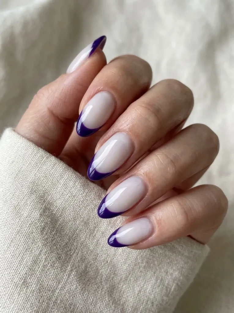 Purple and White French Tips
