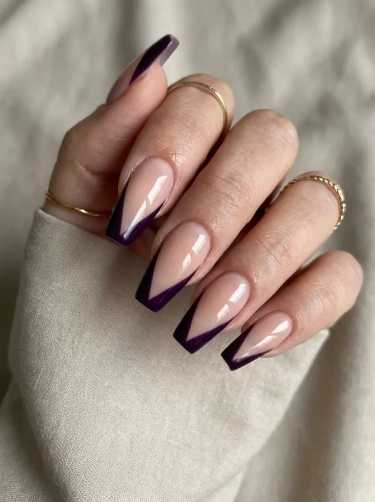 Purple V-Cut French Tips