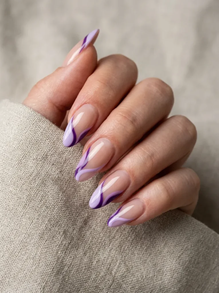 Purple Swirl French Tips