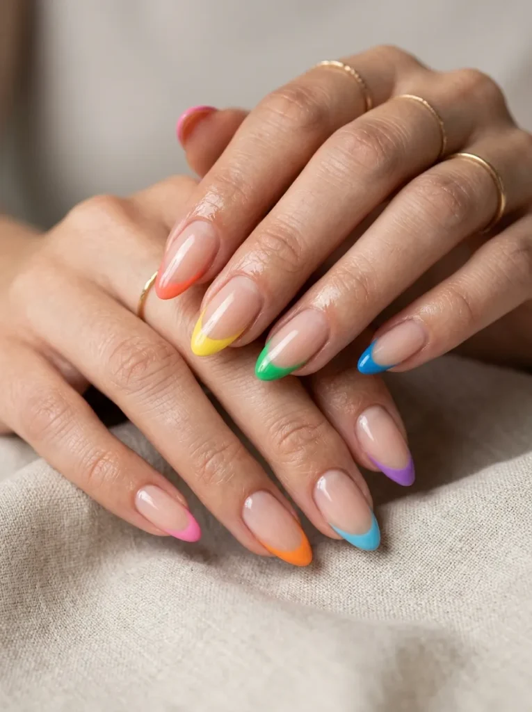 Rainbow French Tips
