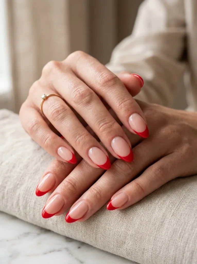 Red French Tip Nails
